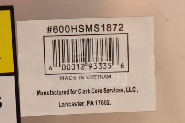 Regency 600HSMS1872 wall-mounted hand sink for three 8" center faucets, new out of box, made in Vietnam; label visible.