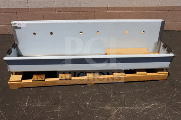 Regency 600HSMS1872 wall-mounted 72" x 17 1/2" hand sink for three 8" center faucets, new, out of box.