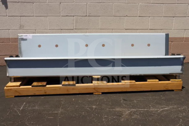 NEW Regency 600HSMS1872 wall-mounted hand sink, 72" x 17.5", for three 8" center faucets, out of box on pallet.