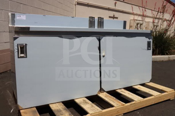 Advance Tabco 30"x72" work table, cabinet base, mid-shelf, scratch-n-dent, 14 gauge, 5" backsplash, brand new.