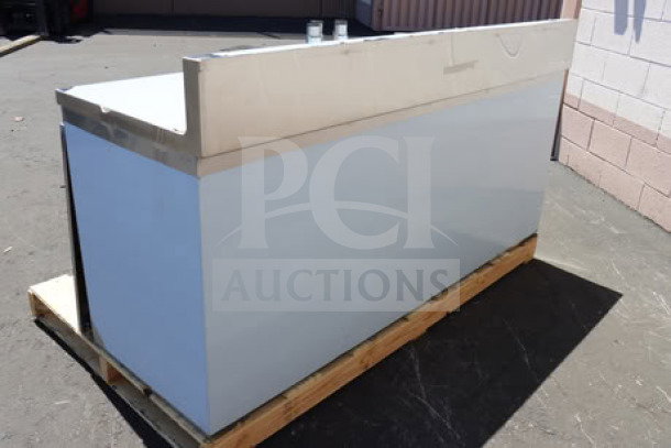 Advance Tabco 30"x72" work table with cabinet base and mid shelf. Features 5" backsplash. Brand new, scratch-n-dent condition.