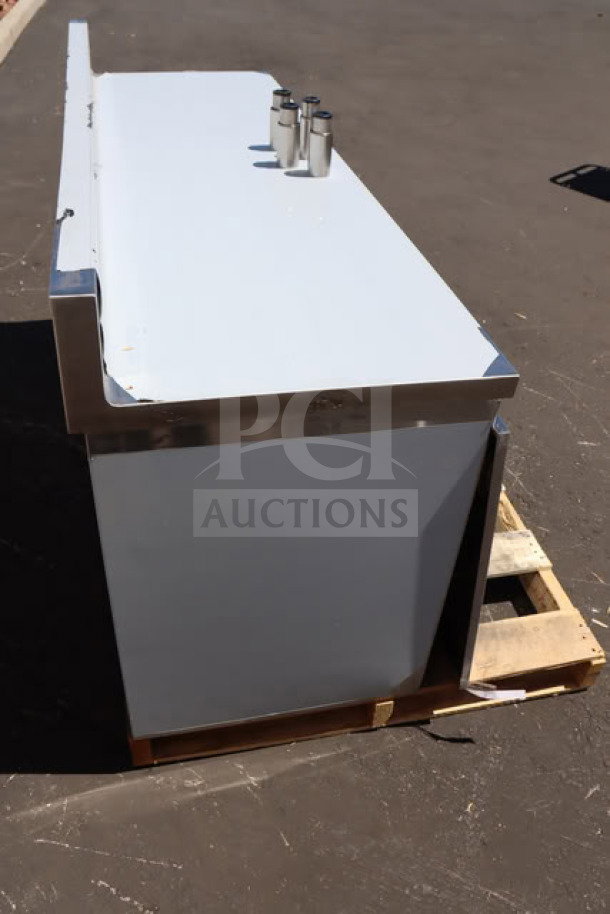 Advance Tabco CK-SS-306M stainless steel work table, 30" x 72", cabinet base, mid shelf, 5" backsplash, minor scratches.