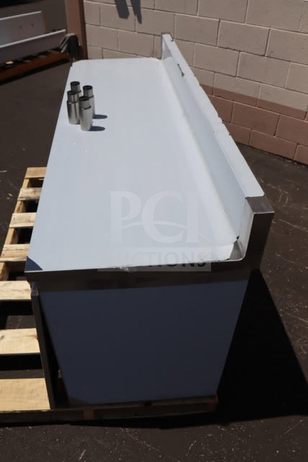 Advance Tabco CF-SS366M 30"x72" work table, 14 gauge, cabinet base, mid shelf, 5" backsplash, brand new, scratch-n-dent.