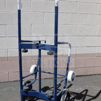 Lavex 257HT0063 steel drum hand truck, new, 900 lb. capacity, with (2) 10" iron wheels and (2) 6" rubber wheels.