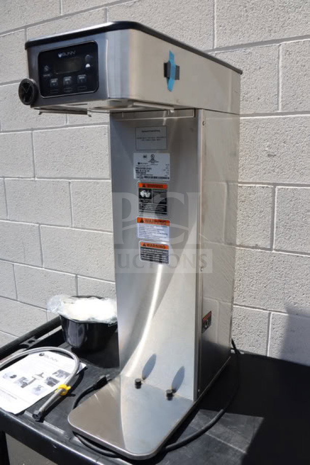 Bunn 53100.0101 BrewWISE ICB-DV coffee brewer, stainless steel, new scratch-n-dent, dual voltage, visible labels.