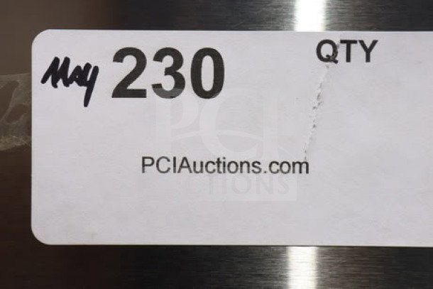 Label on Bunn 53100.0101 coffee brewer with auction details "230 QTY PCIauctions.com".