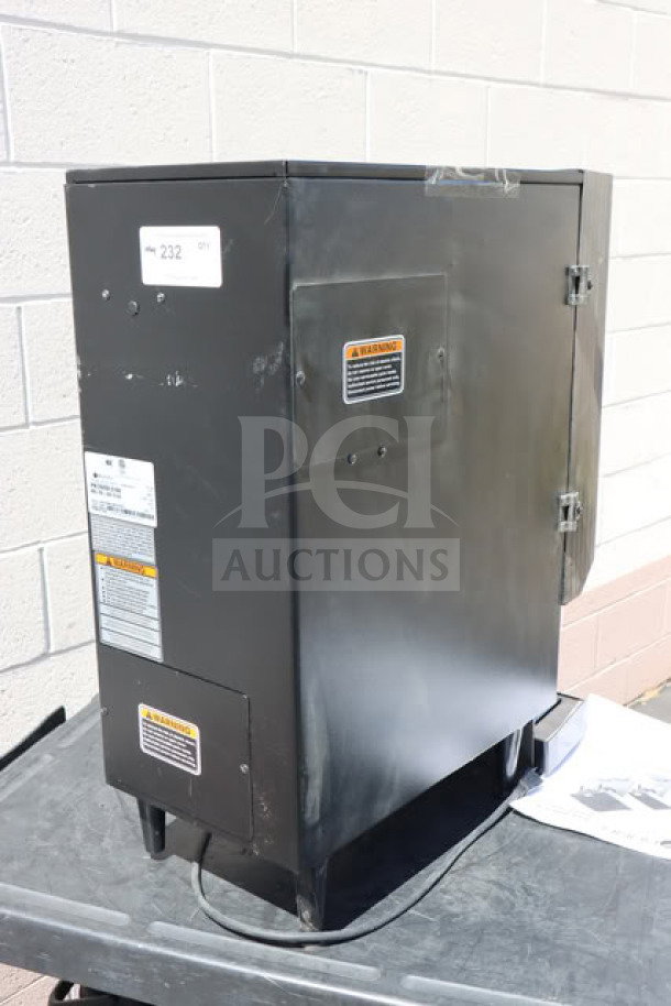 Bunn SET00.0197 FMD-3 cappuccino machine, black, 3 hoppers, 120V, new scratch-n-dent condition, missing graphic, serial FMD0137312.