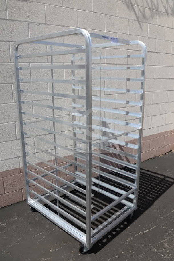 Channel 412A-DOR aluminum bun pan oven rack, double section, side load, 30 pan capacity, brand new scratch-and-dent.