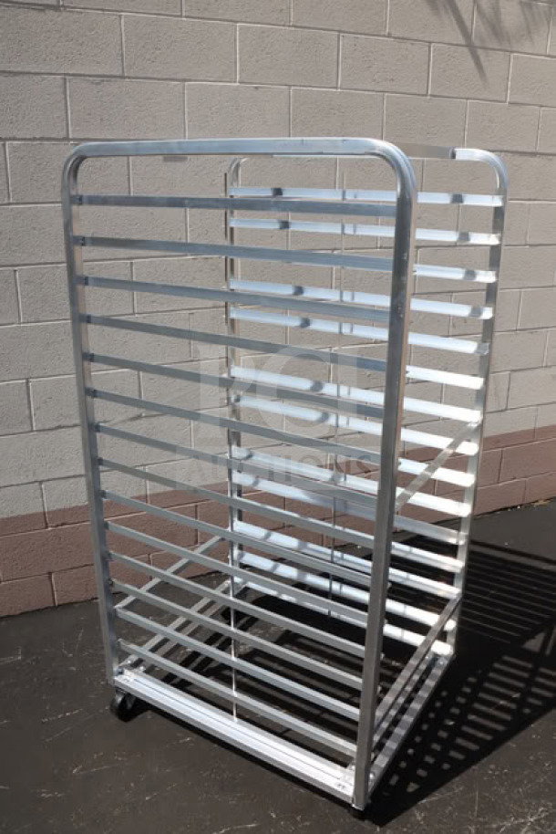 Brand new Channel 412A-DOR aluminum bun pan oven rack with 30 pan capacity, double section, scratch-n-dent condition.