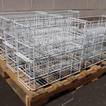 Pallet of wire 20-compartment soup bowl catering racks; new condition, no original packaging.