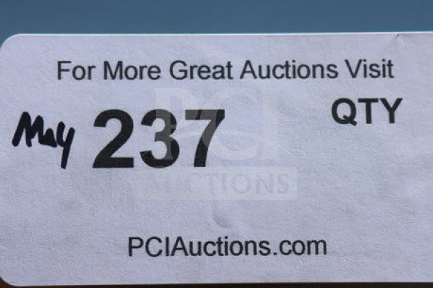 "Tag with auction info and QTY number 237 from PCIAuctions.com, related to Avantco A-49F-HC freezer."