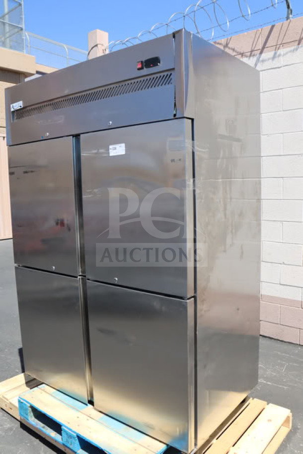 Avantco Z2-F4-K 54" solid half door stainless steel freezer, 115V, minor scratches and dents, on a pallet.