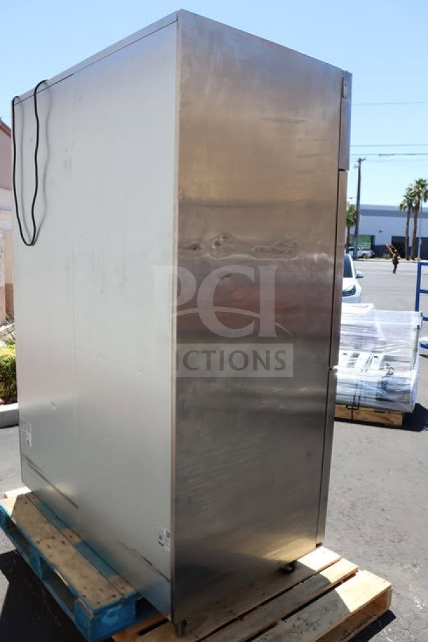 Brand new Avantco Z2-F4-K 54" stainless steel reach-in freezer. Minor scratches and dents visible. Serial #461626602.
