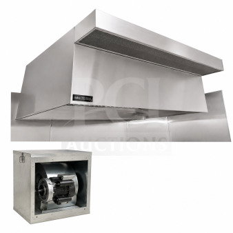 Brand new Halifax PSPHO1048 commercial kitchen hood system, 10' x 48", with PSP makeup air, 115/230V, serial TX230065.