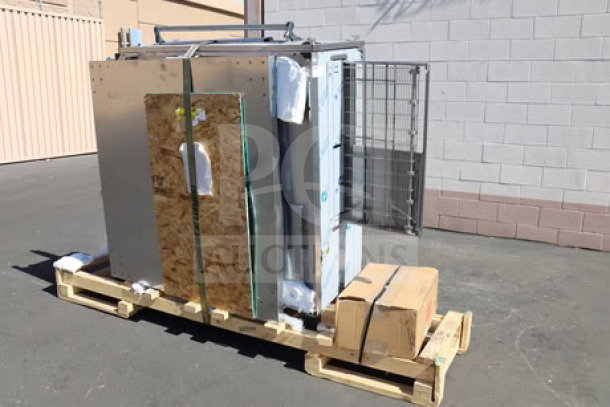 Brand new XLT 3255 H Series conveyor oven, 32" wide, 55" long chamber, natural gas, on a pallet, scratch-n-dent condition.