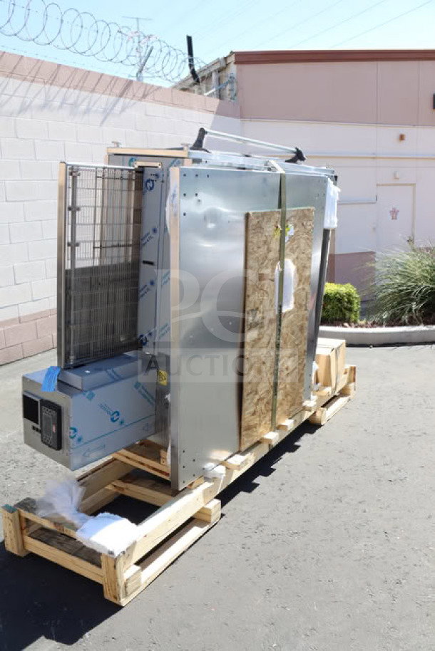 Brand new XLT 3255 H Series conveyor oven, 32" wide, 55" cooking chamber, scratch-n-dent, on wooden pallet, Serial #141445-0-3-2020.