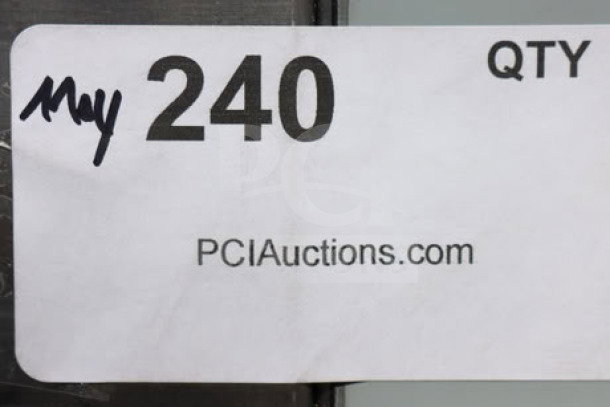 Alt text: "Auction label with '240' and 'PCIAuctions.com' for XLT 3255 H Series oven, noting scratch-n-dent condition."