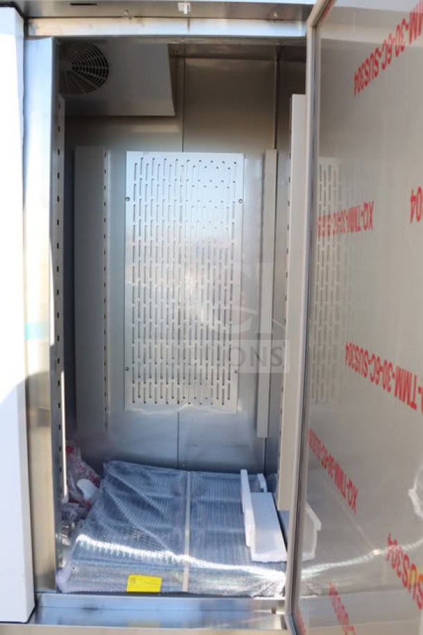 Avantco SS-3F-HC stainless steel reach-in freezer, new, minor scratches and dents, 115V, 12.5A, 1,440W, no packaging.