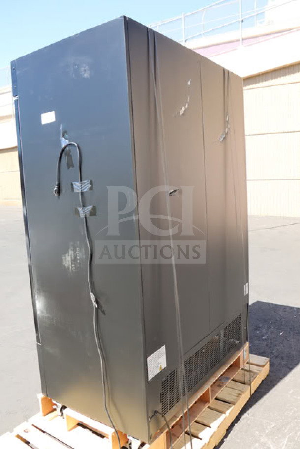 Avantco GDC-49-HC 53" black merchandiser refrigerator, out of packaging, minor scratches and dents, serial 139082515 6101.