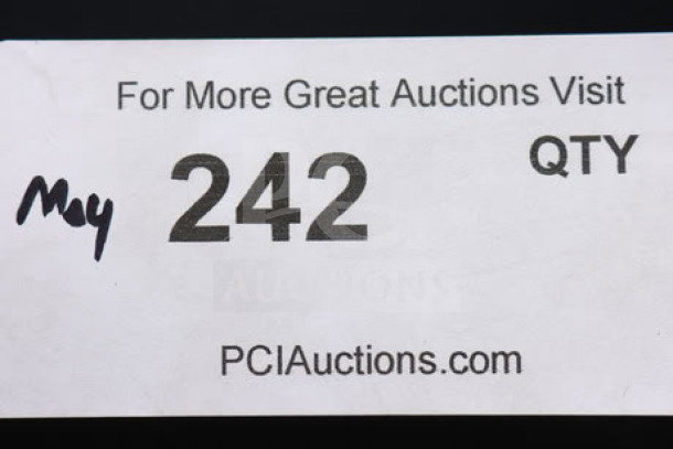 Auction label with "For More Great Auctions Visit PCIauctions.com," handwritten "May," item number 242, and "QTY."