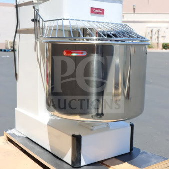 Brand new Estella SM60 60 Qt. spiral dough mixer, out of packaging, minor scratches and dents, 220V, 4 HP.