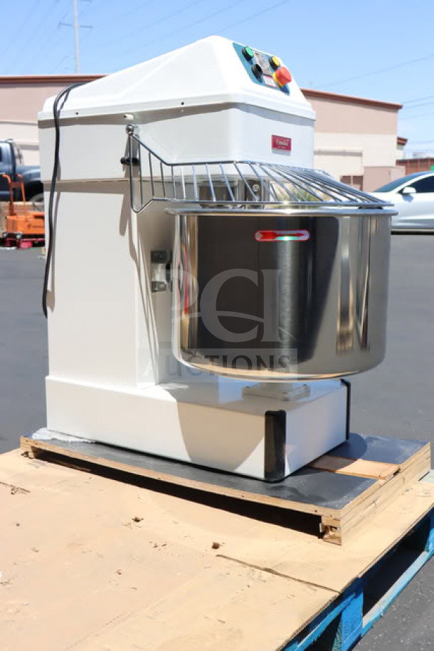 BRAND NEW Estella SM60 60 Qt. Spiral Dough Mixer, 220V, 4 HP, out of packaging, minor scratches, and dents.