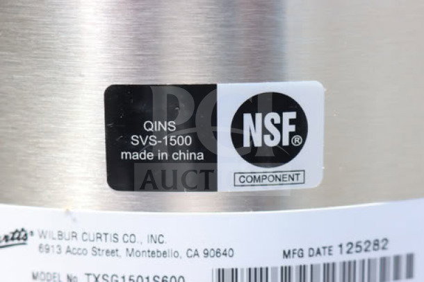 Brand new Curtis TXSG1501S600 ThermoPro 1.5 Gallon Vacuum Server out of packaging. Features NSF component label.
