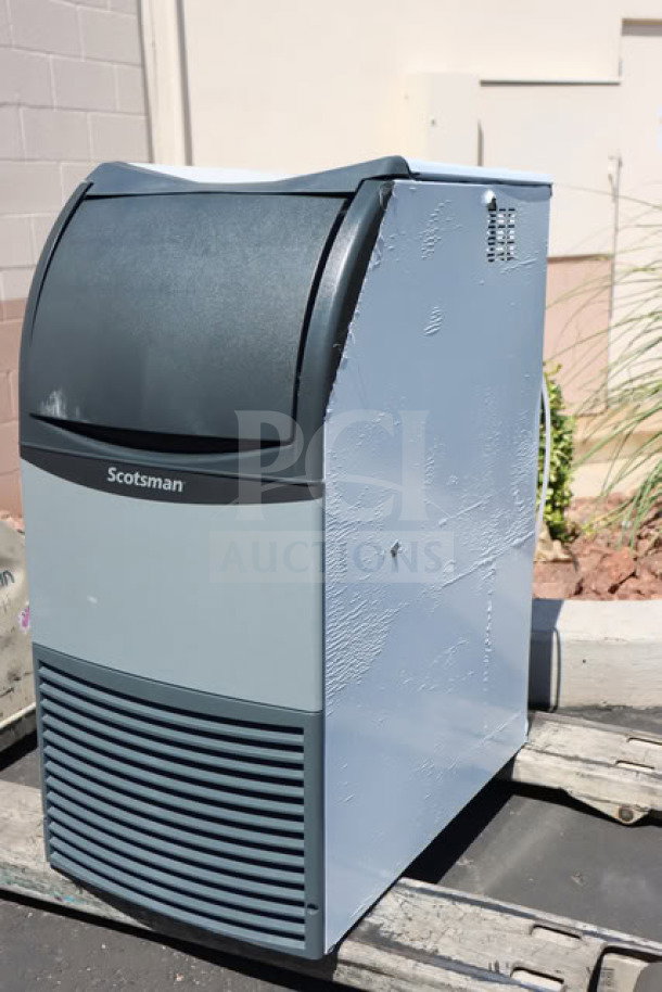 Scotsman UF1415AX-1A ice machine, 15" air-cooled, new scratch-n-dent, 36 lb. bin, 115 volts, visible exterior scratches.