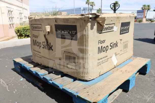 Steelton 29" mop sink, model 522MS242412, in damaged packaging. 304 stainless steel, 24"x24"x12" bowl, one compartment.