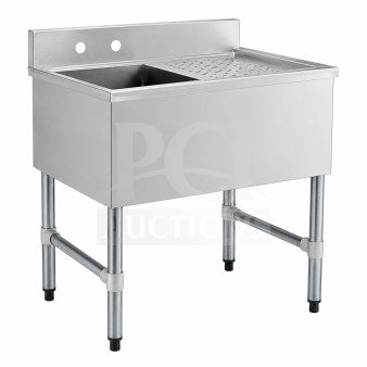 Regency 24" x 18.75" underbar sink with right drainboard, model 600B1101412R, stainless steel, new in box.