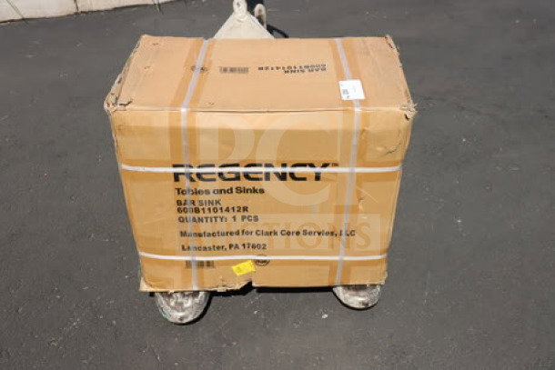 Regency 24" x 18 3/4" underbar sink in original box, model 600B1101412R, new, featuring one bowl and right drainboard.