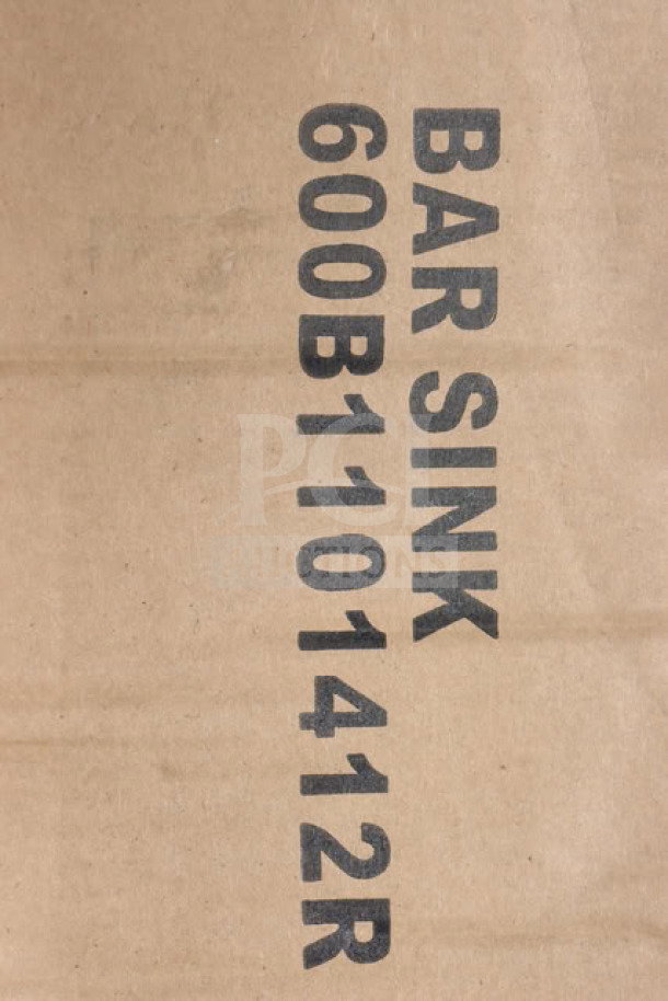 Brand new Regency 24" x 18 3/4" one bowl underbar sink, model 600B1101412R, with right drainboard. Box marked "BAR SINK 600B1101412R".