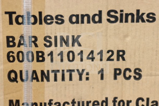 Brand new Regency 24" x 18 3/4" one bowl underbar sink with right drainboard, model 600B1101412R, in box.