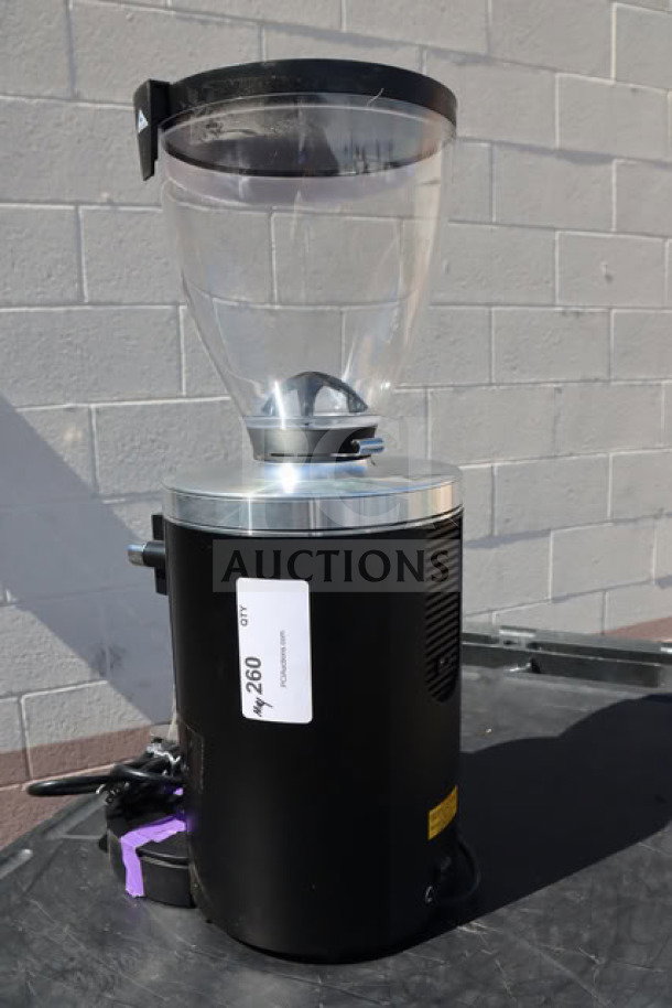 Mahlkonig E80W GBS black espresso grinder, 4 lb. capacity, model E80W, serial #948648, visible label and sturdy build.