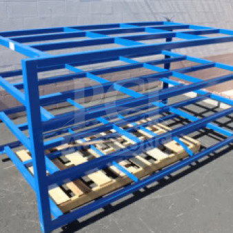 BRAND NEW Vestil steel sheet material rack, model SHEET-R-57-HB-1, 4-shelf, 2,000 lb capacity, broken weld on bottom rack.