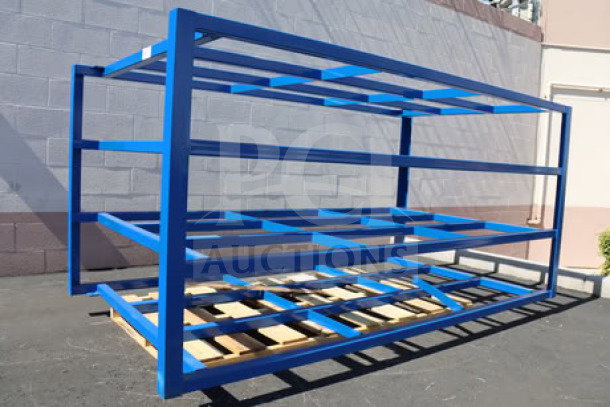 Brand new Vestil SHEET-R-57-HB-1 steel material rack, 4 shelves, 2,000 lb shelf capacity. Bottom rack has broken weld.