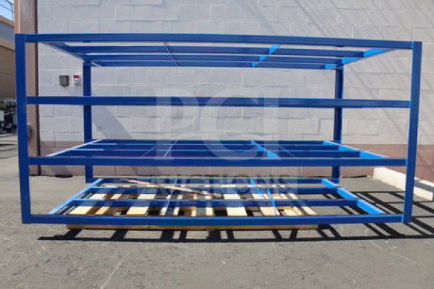 BRAND NEW Vestil steel sheet material rack, model SHEET-R-57-HB-1, 4 shelves, 2,000 lb. capacity, broken weld on bottom rack.