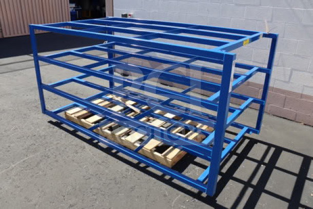 BRAND NEW Vestil 4-Shelf Horizontal Steel Sheet Material Rack, Model SHEET-R-57-HB-1, 2,000 lb capacity, broken weld on bottom rack.