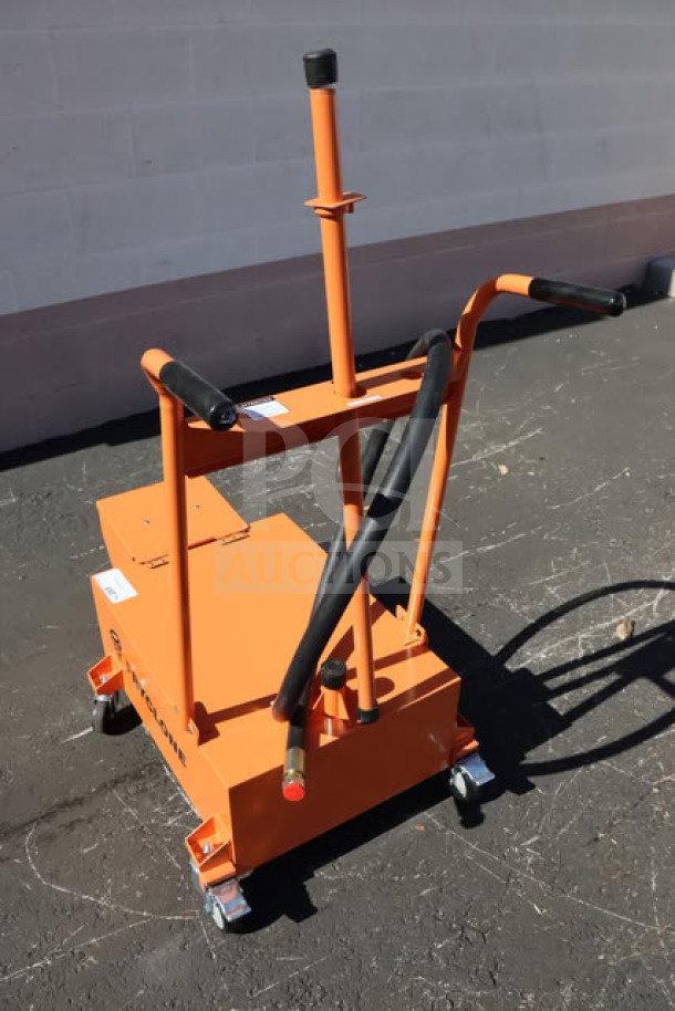 Brand new Fryclone 100 lb. Fryer Oil Disposal Unit, model 259DISP100. Shows transport wear; potential missing parts.