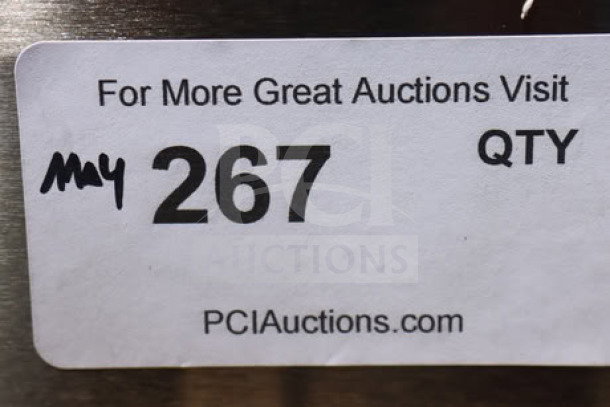 Avantco EG60E 60" electric griddle, 240V, 17,500W, scratch-n-dent, missing middle leg, auction tag with serial EG80E25110004.