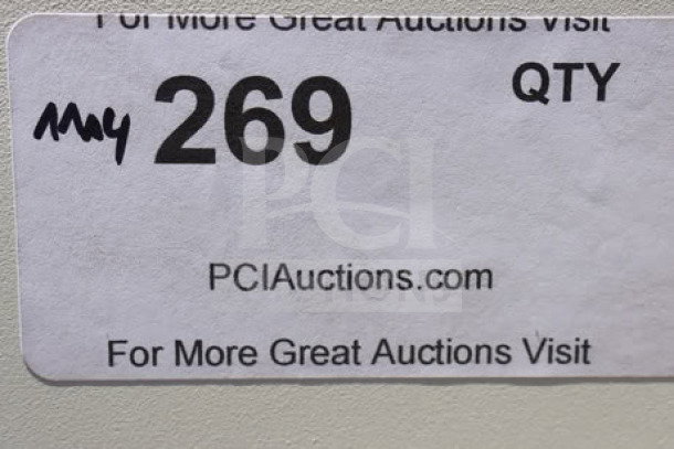 BRAND NEW Avantco BCFD-60 bakery display case, 59 1/8" white, LED lighting, 115V, several broken glass pieces, auction tag visible.