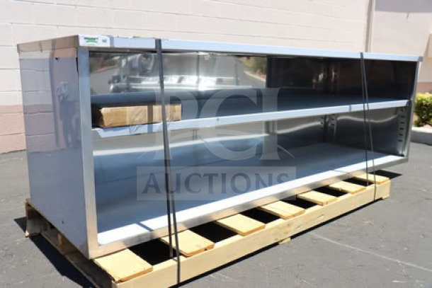 Regency 30" x 96" stainless steel table, enclosed base with sliding doors, midshelf, Type 304, 16 gauge, new scratch-n-dent.
