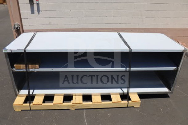 Regency 30" x 96" stainless steel table, model 600EBT3096D, with sliding doors, adjustable midshelf. Scratch-n-dent condition.