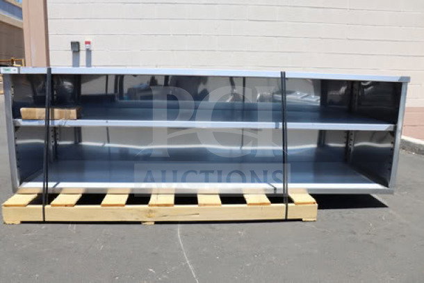 Regency 30" x 96" stainless steel enclosed base table, sliding doors, adjustable midshelf, scratch-n-dent, model 600EBT3096D.