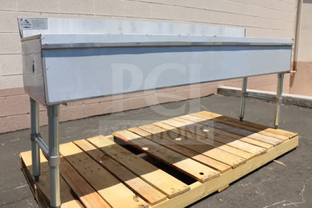 Advance Tabco SLB-64C 72" x 18" four-compartment bar sink with two 12" drainboards, brand new, scratch-n-dent.