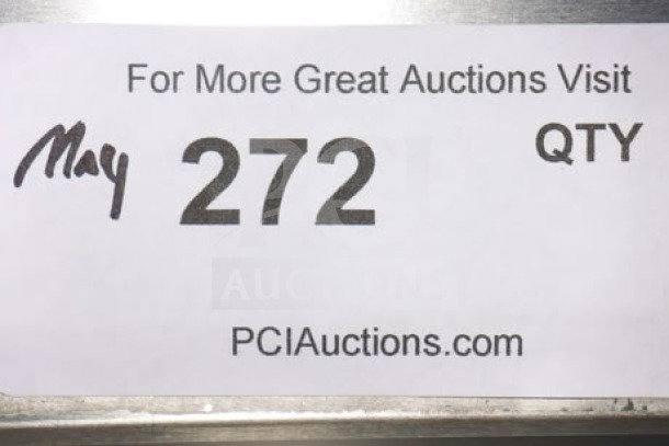Auction lot label with "May 272 QTY" and "PCIAuctions.com." Indicates item number for auction reference.