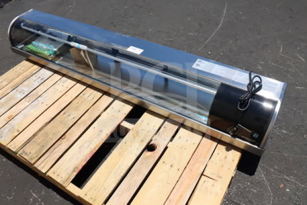 Brand new Hoshizaki HNC-210BA-R-SLH refrigerated sushi display case, 83", curved glass, right side compressor, 115V.