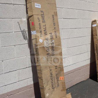 Brand new Regency 600WS1584 stainless steel wall shelf, 15"x84", in damaged box. 18 gauge, solid construction.