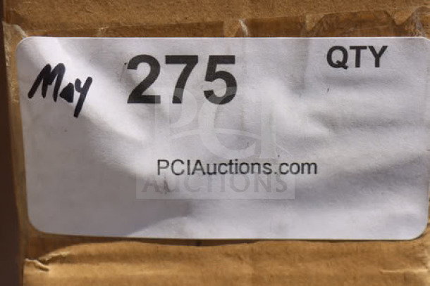 Brand new Regency 600WS1584 stainless steel wall shelf, 15" x 84", 18 gauge. Packaging shows damage. Visible label: May 275, PCI Auctions.