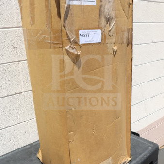 Brown cardboard box containing a 3M CFSM1254 water softener brine tank, brand new, with labels showing S/N 70-0202-2089-6.
